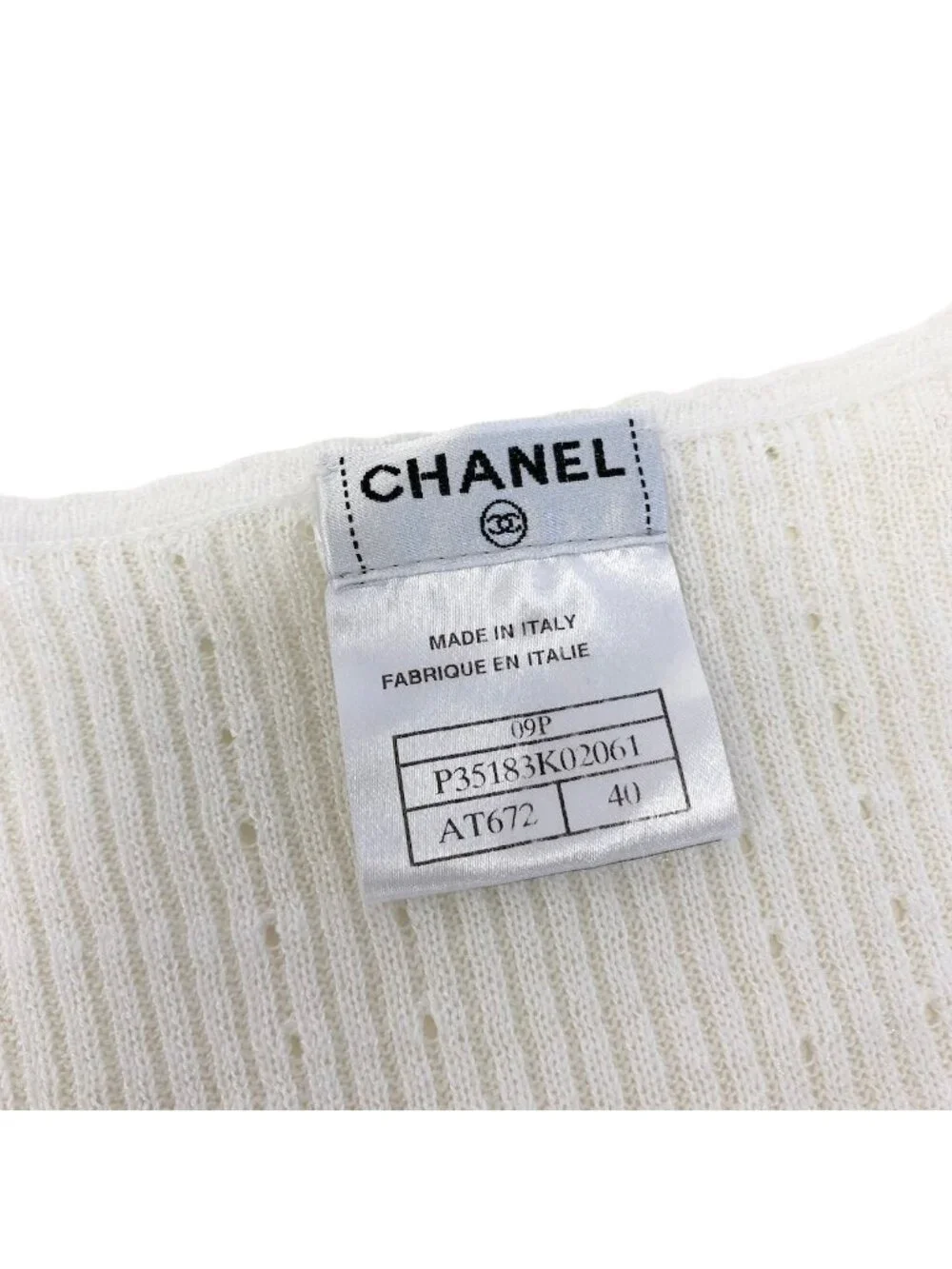 Chanel CC Logo Summer Knit Tunic Length White Sweater 40